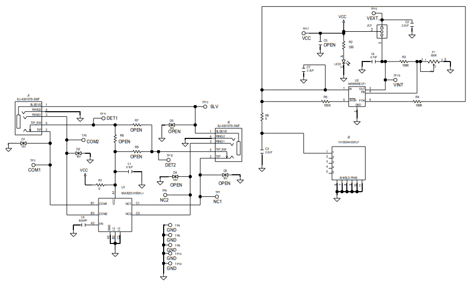 原理图 - Analog Devices / Maxim Integrated MAX20331评估套件